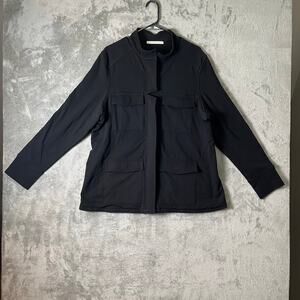 Peruvian Connection Avery Knit Jacket Womens XL Black Pockets Military Utility